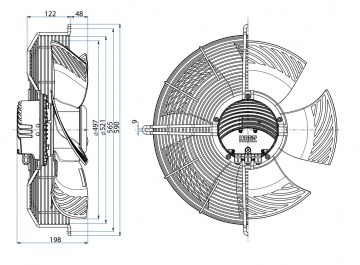 Ventilator axial de refulare Hidria R14R-50APB, Ø 500 mm
